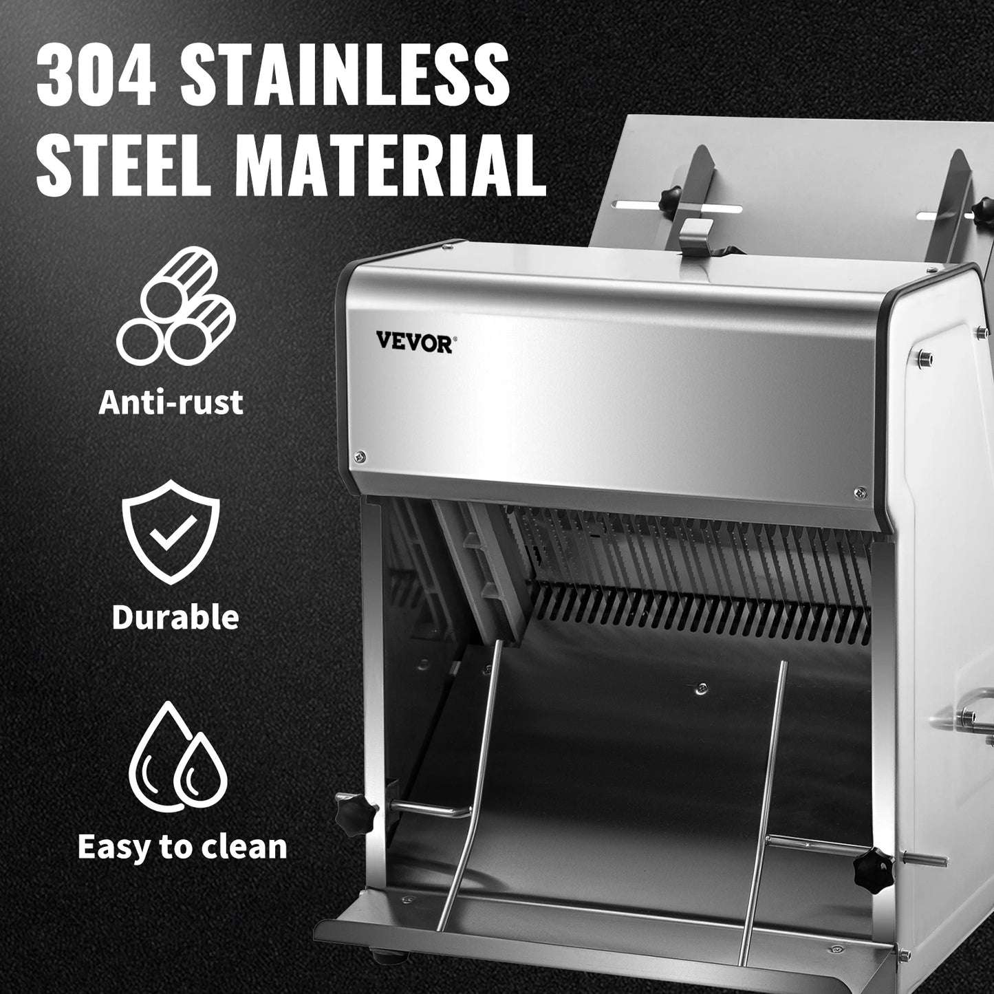 SucceBuyCommercial Bread Slicer 370W Stainless Steel 12mm Blade Electric Bread Cutting Machine Kitchen Appliance Toast Processor