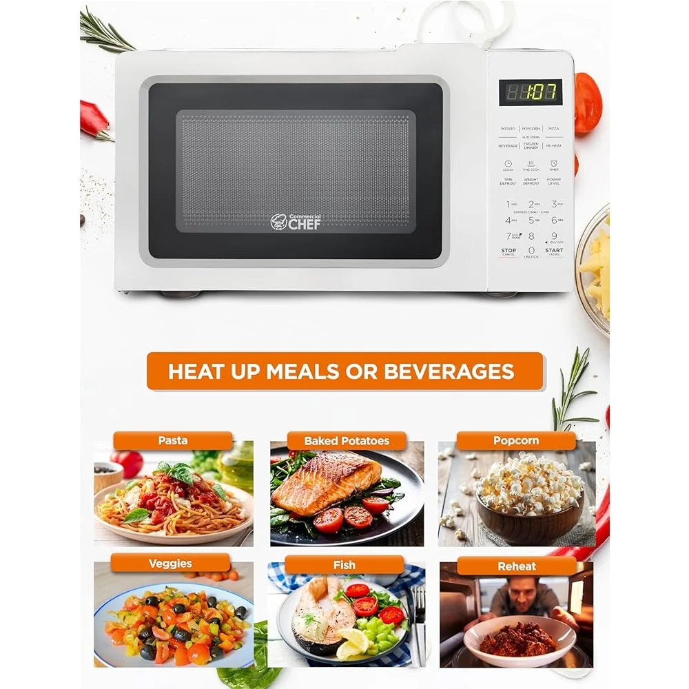 Compact 700W Microwave Oven 0.7 Cu Ft 10 Power Settings Quick Cook Kitchen Countertop Appliance