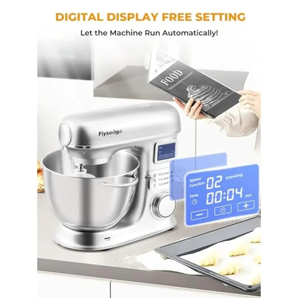 8-IN-1 Electric Kitchen Mixer 8.5 Qt Multifunctional Stainless Steel Bowl 660W 6 Speed Fermentation Tilt-Head