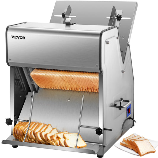 SucceBuyCommercial Bread Slicer 370W Stainless Steel 12mm Blade Electric Bread Cutting Machine Kitchen Appliance Toast Processor