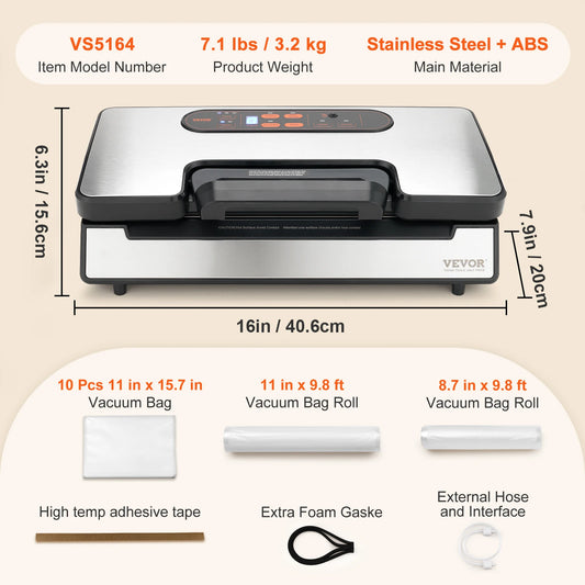 Vacuum Sealer Food Packaging Machine with Free 10pcs Vacuum bags for Household Kitchen Vacuum Food Sealing