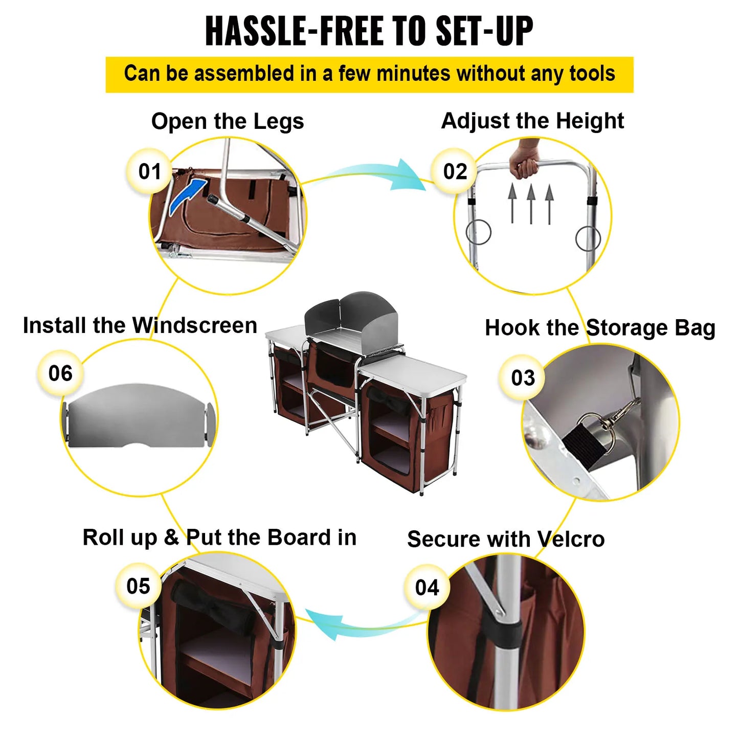 Camping Outdoor Kitchen Table Cabinet Foldable Cooking Storage Rack X-Shaped Aluminum Alloy Bracket for BBQ Picnic