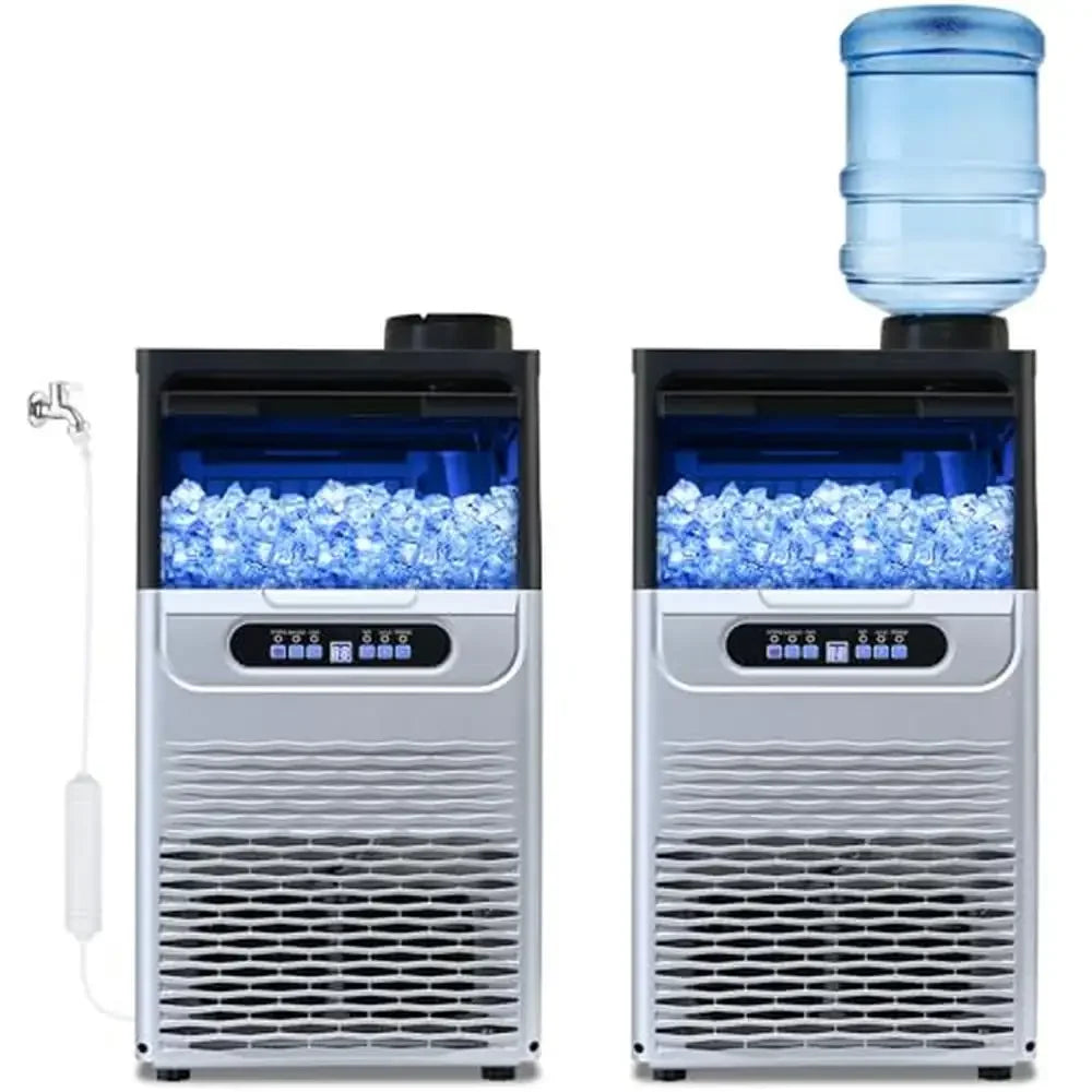 100Lbs/24H Commercial Ice Maker Machine 2 Water Inlet Modes 20lbs Storage Auto Self-Cleaning Home Kitchen Office Bar Restaurant