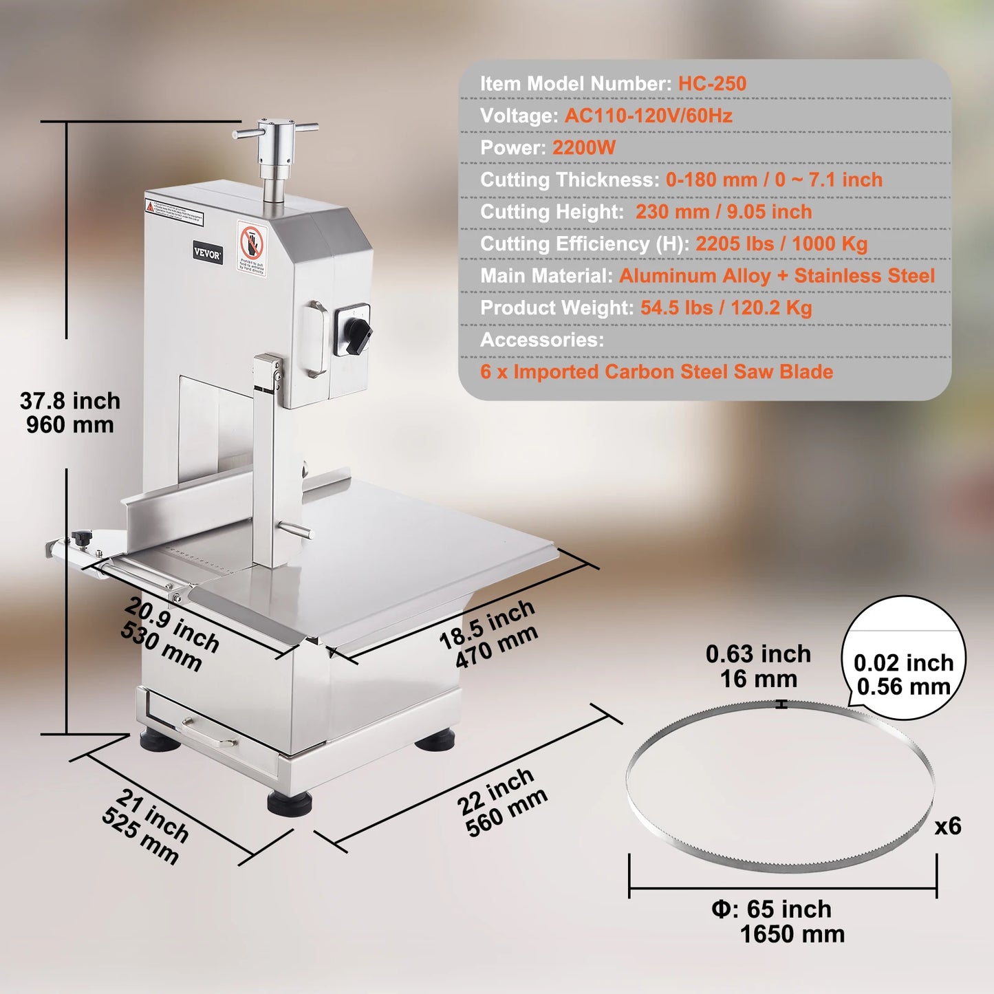 Electric Bone Cutting Sawing Machine Automatic Commercial Tabletop Stainless Steel Bandsaw Bone Cutter for Home Kitchen
