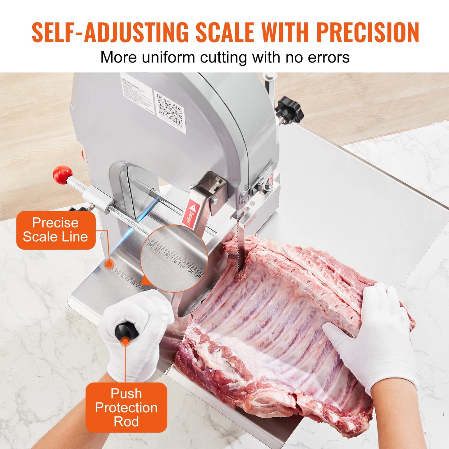 Electric Bone Cutting Sawing Machine Automatic Commercial Tabletop Stainless Steel Bandsaw Bone Cutter for Home Kitchen