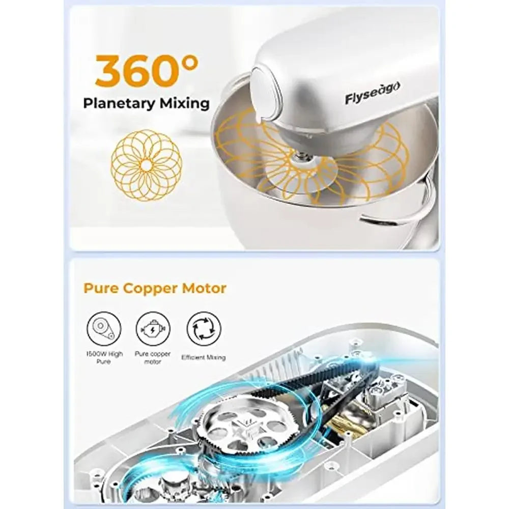 8-IN-1 Electric Kitchen Mixer 8.5 Qt Multifunctional Stainless Steel Bowl 660W 6 Speed Fermentation Tilt-Head