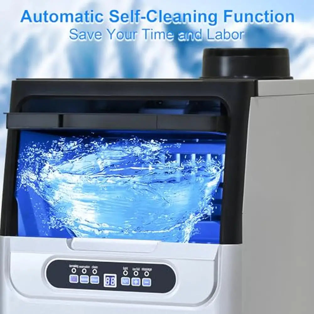 100Lbs/24H Commercial Ice Maker Machine 2 Water Inlet Modes 20lbs Storage Auto Self-Cleaning Home Kitchen Office Bar Restaurant