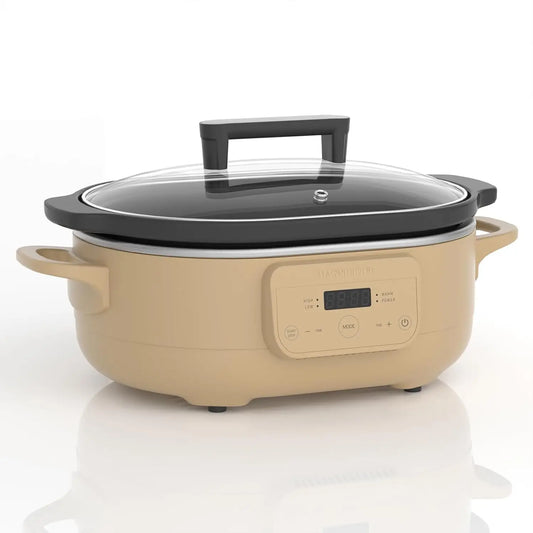 6 Quart Programmable Slow Cooker Removable Healthy Nonstick Pot - Small Kitchen Appliance for Family Dinners - Serves 6+ People
