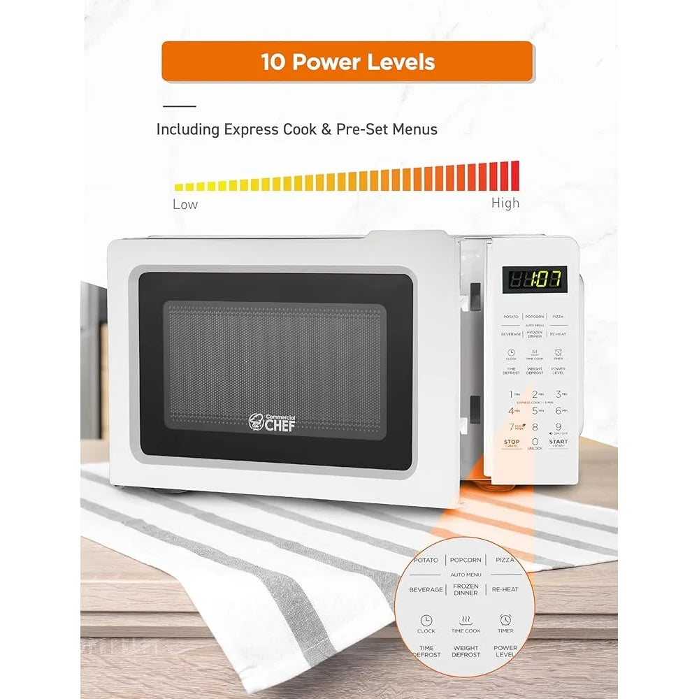 Compact 700W Microwave Oven 0.7 Cu Ft 10 Power Settings Quick Cook Kitchen Countertop Appliance